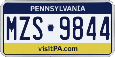 PA license plate MZS9844