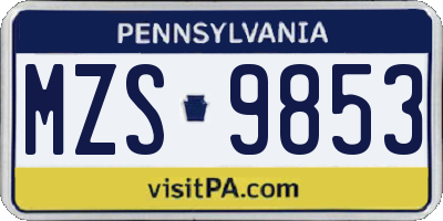 PA license plate MZS9853