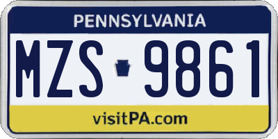 PA license plate MZS9861