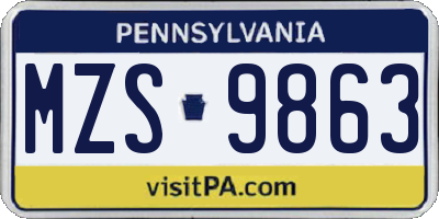 PA license plate MZS9863