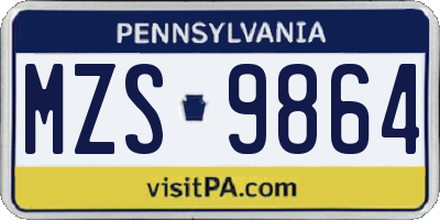 PA license plate MZS9864