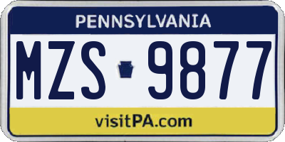 PA license plate MZS9877