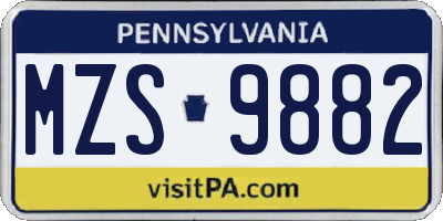 PA license plate MZS9882