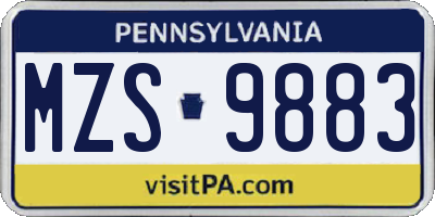 PA license plate MZS9883