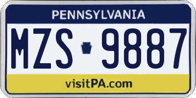 PA license plate MZS9887