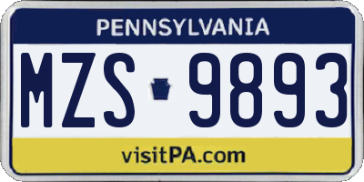 PA license plate MZS9893