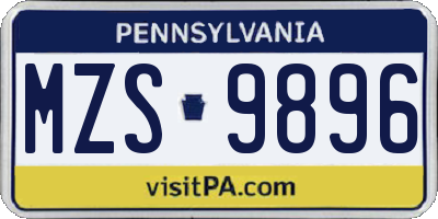 PA license plate MZS9896