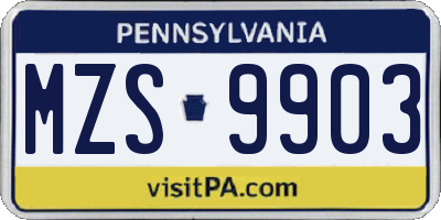 PA license plate MZS9903