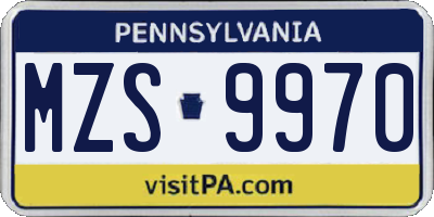 PA license plate MZS9970