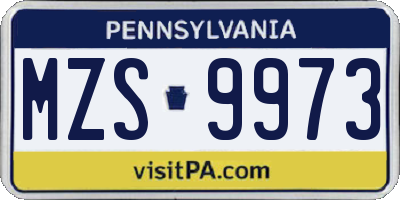 PA license plate MZS9973