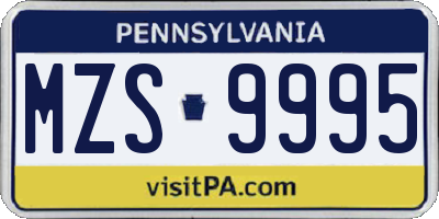 PA license plate MZS9995