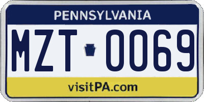 PA license plate MZT0069