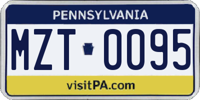 PA license plate MZT0095