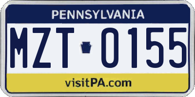 PA license plate MZT0155