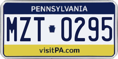 PA license plate MZT0295