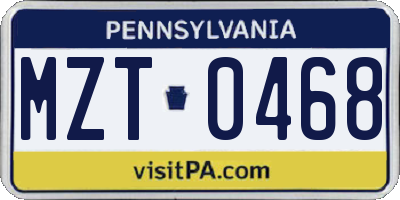 PA license plate MZT0468