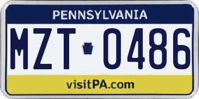 PA license plate MZT0486