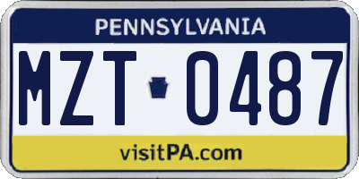 PA license plate MZT0487