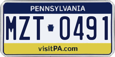 PA license plate MZT0491