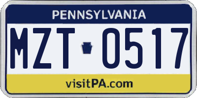 PA license plate MZT0517