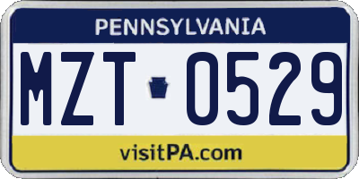 PA license plate MZT0529