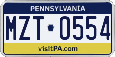 PA license plate MZT0554