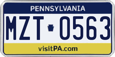 PA license plate MZT0563