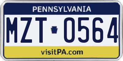 PA license plate MZT0564