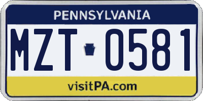 PA license plate MZT0581