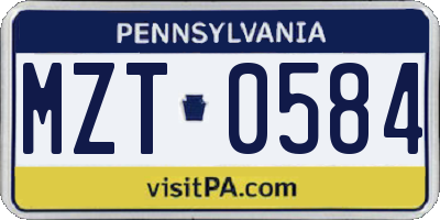 PA license plate MZT0584