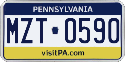 PA license plate MZT0590