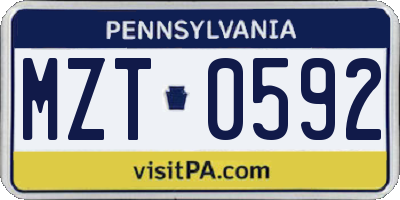 PA license plate MZT0592
