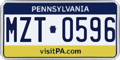 PA license plate MZT0596