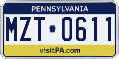 PA license plate MZT0611