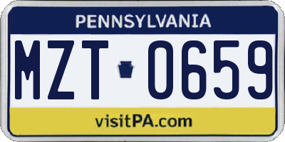 PA license plate MZT0659