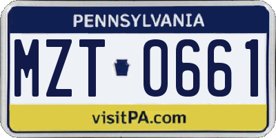 PA license plate MZT0661