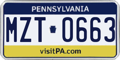 PA license plate MZT0663