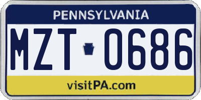 PA license plate MZT0686