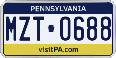 PA license plate MZT0688