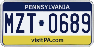 PA license plate MZT0689