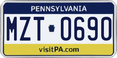 PA license plate MZT0690