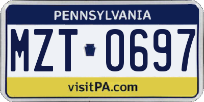 PA license plate MZT0697