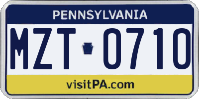 PA license plate MZT0710