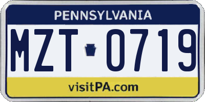 PA license plate MZT0719