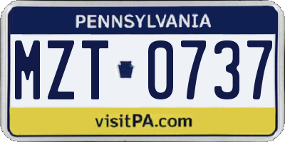 PA license plate MZT0737