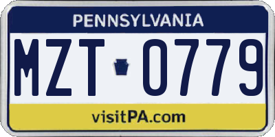 PA license plate MZT0779