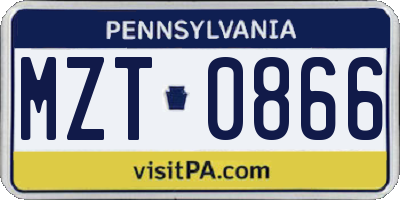 PA license plate MZT0866