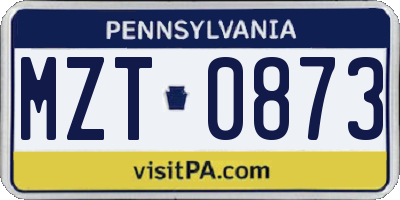 PA license plate MZT0873