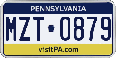 PA license plate MZT0879