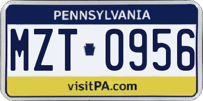 PA license plate MZT0956